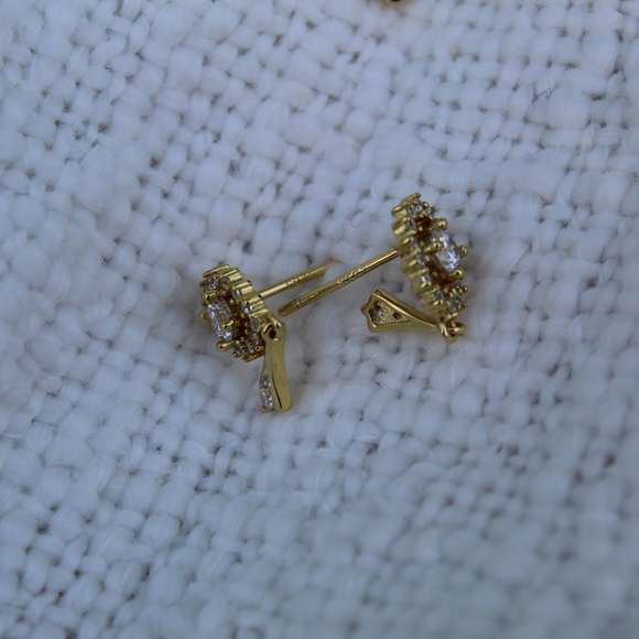 Sterling Silver Gold Oval Tassel Stud Earrings - Picture 11 of 11